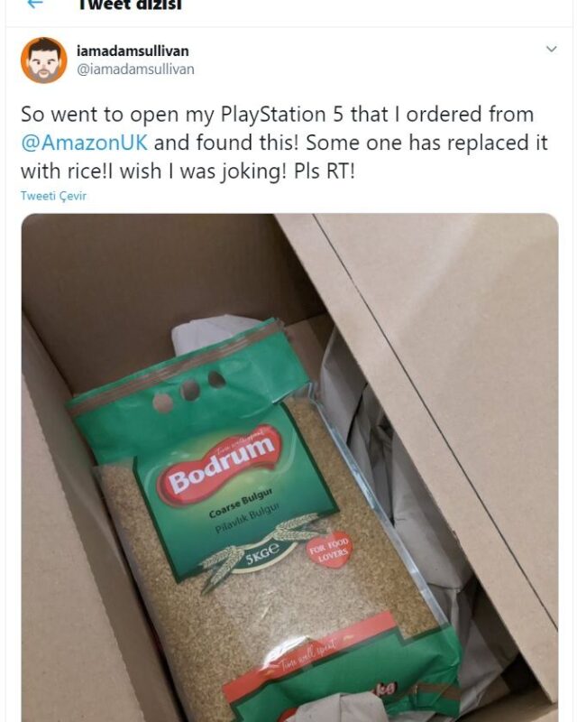 Amazon’dan alınan PS5 yerine bulgur geldi