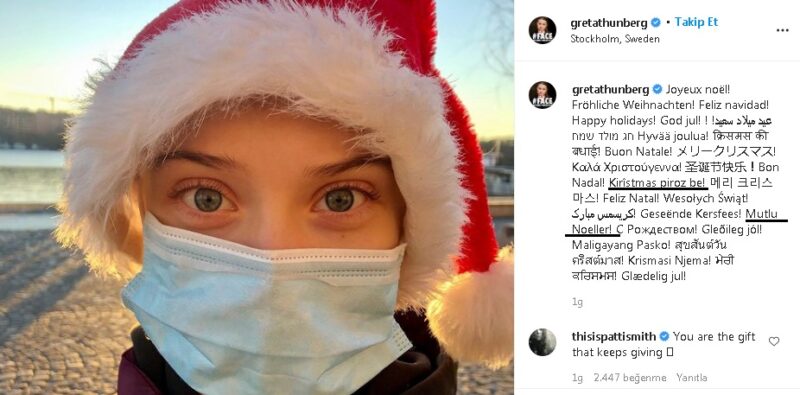 Greta Thunberg Noel Tebrik Mesajında Kürtçe’ye de Yer Verdi