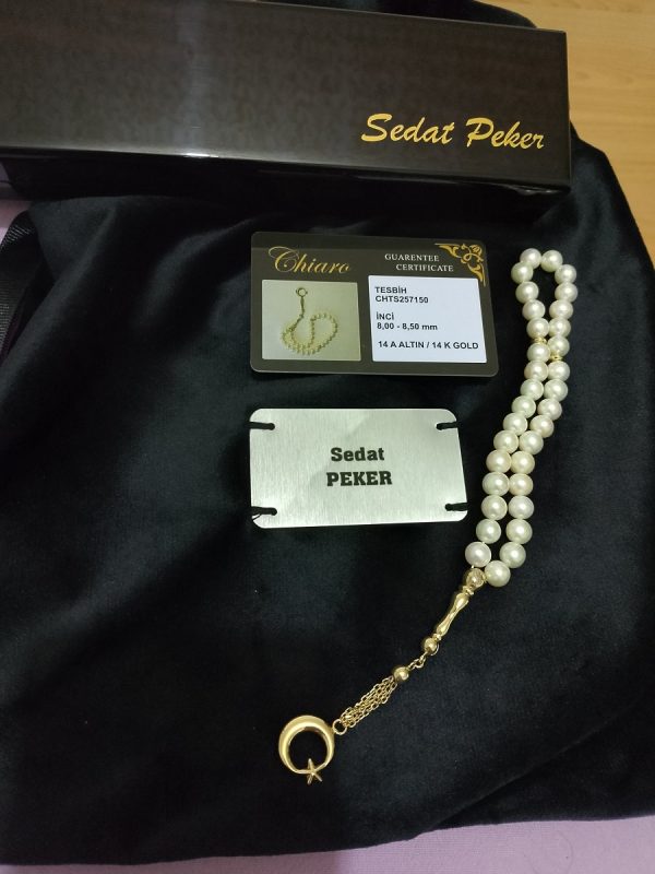 Sedat Peker 14 Ayar Altın İnci Tesbih Hediyesi