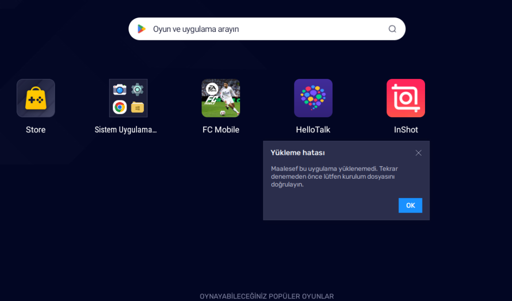 Bluestacks APK Yükleme Sorunu